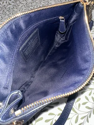 Coach Navy Pebbled Leather Shoulder Bag with Long Strap thumbnail 13