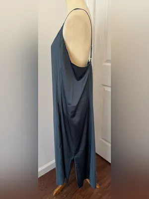 Soma Satin Shine Gown Nightgown Sleep Lightweight Soft Smooth Deep Teal NWT XL thumbnail 2