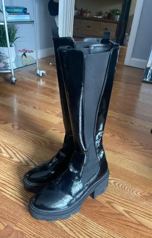 Forever 21 Black Knee High Boots Short Heel thumbnail 7