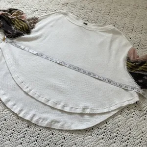 Free People We The Free Blossom Thermal Oversized Bohemian Style Top White (XS) thumbnail 3
