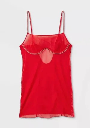 Women's Rhinestone Lingerie Dress - Auden Red thumbnail 8