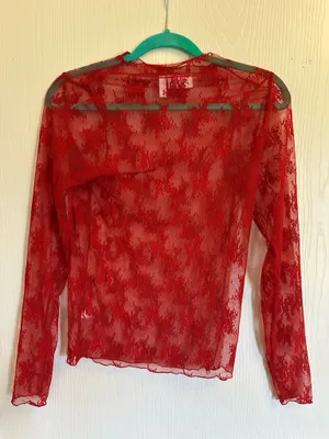 Willow + Root Red lace mock neck top thumbnail 3