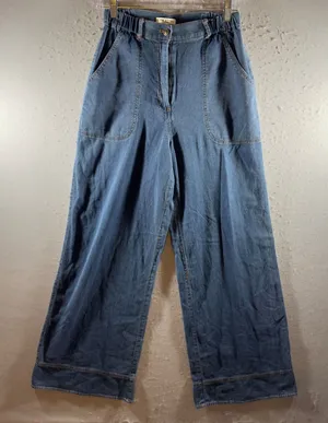 1629 |‎ Max Studio London Wide Leg High Waist Denim Trousers Blue Womens XS thumbnail 1