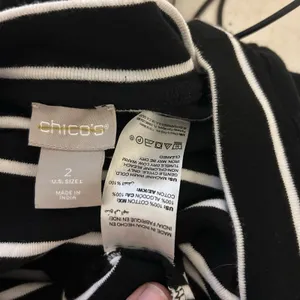 CHICO'S 2 LG Black White Stripe Knots Nautical Print Knit Top Preppy Casual thumbnail 7