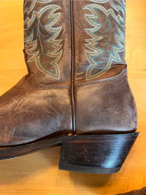 Nocona Brown Leather Western Boots with Turquoise Embroidery thumbnail 7