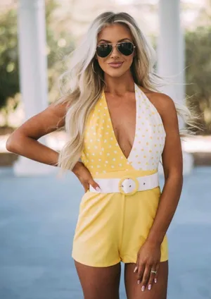 These Three Boutique Halter Polka Dot Romper thumbnail 4