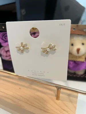 Gold Plated Bow Earrings thumbnail 2