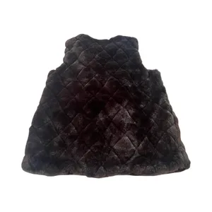 Talbots Womens Brown Diamond Quilted Faux Fur Vest Small‎ CN5086 Sleeveless Glam thumbnail 6