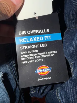 DICKIES Women’s Relaxed Fit Bib Overalls Dark Indigo Small Cotton Straight Leg thumbnail 6
