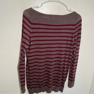 Loft‎ Boatneck Tunic Sweater Brown PInk Stripes thumbnail 6