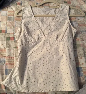Brandy Melville Cream and Blue Sleeveless Top thumbnail 1