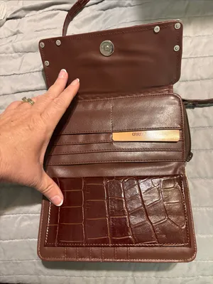Two-Tone Brown and Cream Heart Accent Crossbody Bag by thumbnail 4