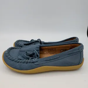 Fossil Womens Blue Suede Fringe Moccasin Loafers Size 8 FFW4016470 Gum‎ Sole thumbnail 2