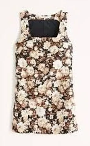 Abercrombie & Fitch Women Dress MT Brown Floral Linen Blend Square Neck Mini thumbnail 1