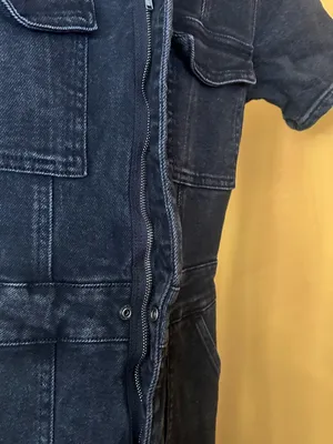 Good American Fit For Success Jumpsuit Utility‎ Short Sleeve Black Denim Size 0 thumbnail 3