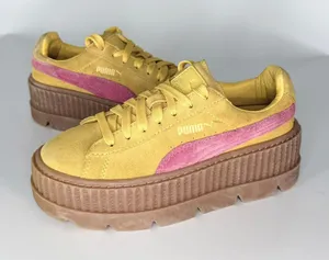Puma Fenty Cleated Creeper Suede Platform Sneakers Yellow Women 5.5 / Youth 4 thumbnail 1