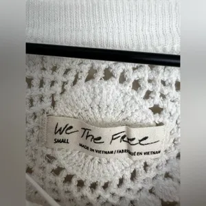 Free People White Luella Textured Thermal Top long sleeve eyelet peasant boho S thumbnail 5