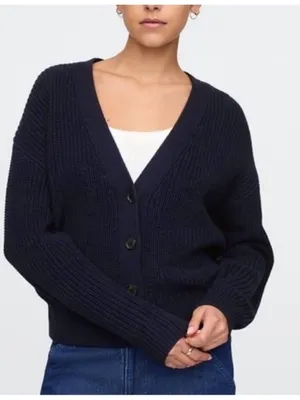 GAP black classic cardigan size m 100% cotton thumbnail 1