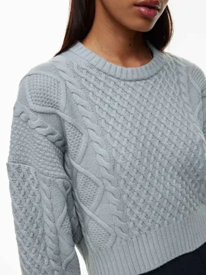 Aritzia Sunday Best Peggy Cropped Sweater grey minimalist coquette romantic 2XS thumbnail 2