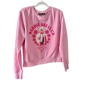 Barbie Sweatshirt Ski Club 1959 Size‎ Large Pink Crewneck Graphic Cropped NEW thumbnail 6
