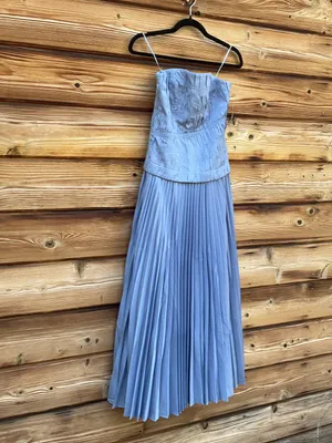O.p.t. Few Moda Blue Size 2 ADA Pleated Strapless Midi Dress thumbnail 8