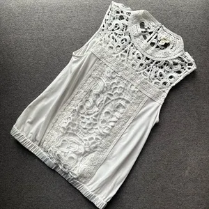 Anthropologie Tiny White Lace Tank Top XS thumbnail 1