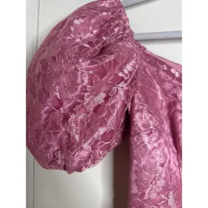 Vintage 80s Pink Lace Prom Dress Puff Sleeve Big Satin Bow Party Princesscore thumbnail 5
