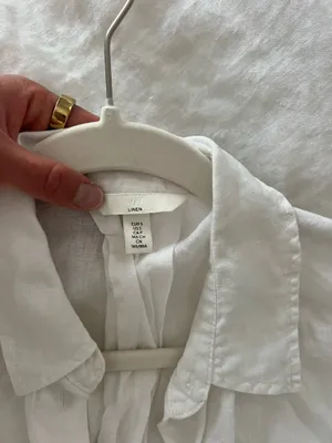 H&M cropped linen blouse button down thumbnail 3