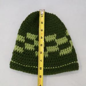 Green Cable Knit Y2K Vintage Hippy Cottage Boho Skater Bucket Beanie Cap‎ Hat thumbnail 6