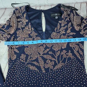 Betsy & Adam Navy Beaded Bell Sleeve V Neck Mini Cocktail Dress Size 8‎ NWT thumbnail 10