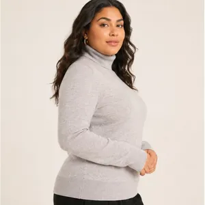 Free Assembly Womens Sweater Size L Heather Grey Ribbed Turtleneck Knit Classic thumbnail 4