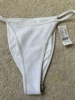 PacSun LA Hearts White Textured Crinkle High-Cut String Bikini Bottom NWT Small thumbnail 2
