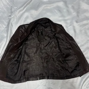 Women’s Dark Brown Leather Blazer Jacket Size L thumbnail 5