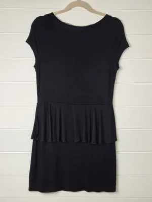 Kensie Black Short Sleeve Peplum Mini Dress Size L thumbnail 4