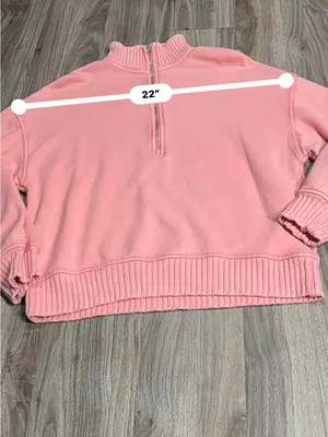 aerie Coral Half-Zip Cropped Sweatshirt thumbnail 9