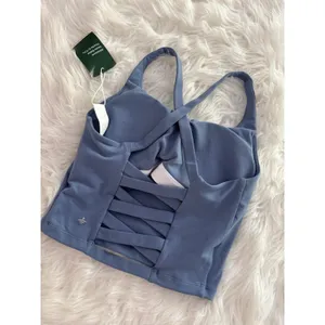 Halara Crisscross Backless Built In Bra Tank Top Serenity Size XS thumbnail 7