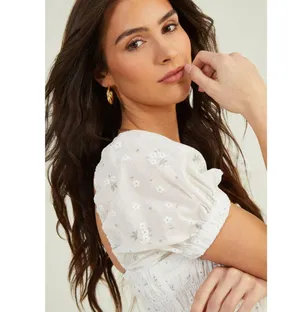 Altar’d state Jackie floral embroidered dress mini puffed sleeved altard state thumbnail 3