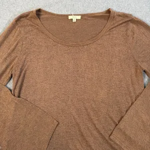 Kori America Women's Medium Brown Bell Sleeve Lace Layered Hem Knit Top Blouse thumbnail 3