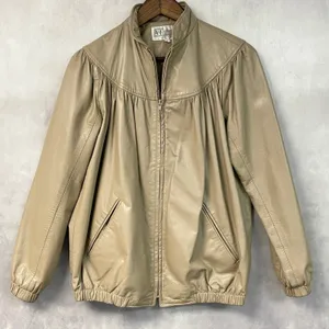 Vintage A&F Originals Women Leather Jacket Size 8 Tan Western Bomber Indie Retro thumbnail 12