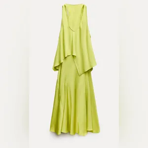 NWT Zara Lime Green Asymmetrical Midi Dress Bloggers Faves thumbnail 6