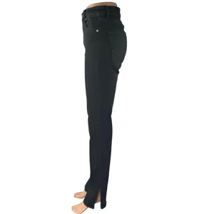 Zara Women's Black Slit Hem High Waisted Casual Slim Straight Denim Jeans Size 8 thumbnail 2