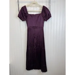 NWOT Lulus Flawless Forever Dark Purple Satin Pleated Midi Dress Size XXS thumbnail 5