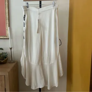 Jonathan‎ Simkhai Ruffle Jersey Pants Lace Up Coverup Resort Ivory NWT Size L thumbnail 3