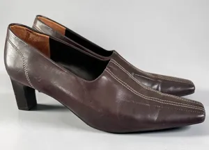 Vintage Paul Green Dark Brown Leather Mid-Heel Dress Shoes thumbnail 1