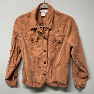 Coldwater Creek Corduroy Button Up‎ Jacket Rust Orange Women's PM thumbnail 2