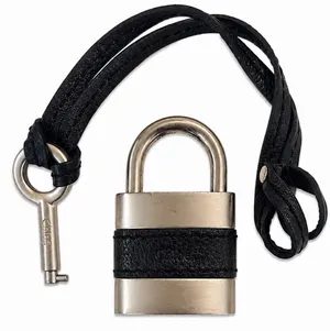 CHLOE PADDINGTON Black Leather / Gold Tone Metal Large Padlock & Large Gold Key thumbnail 1