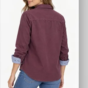 LL Bean Burgundy Cotton Flannel Chamois Button Shirt Pockets Casual LARGE thumbnail 3