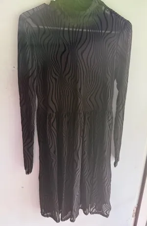 black long-sleeve mock-neck dress thumbnail 1