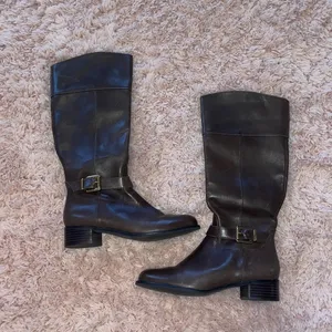 Banana Republic Brown Leather Zip Knee High Riding Boots thumbnail 1