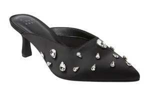 NWT A New Day Womens Katia Heels Satin Slip On Mules 94663382 Black 8.5M thumbnail 1